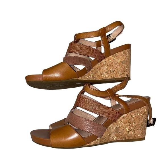 Nurture Brown Leather Wedges, Size 10 - Picture 3 of 5